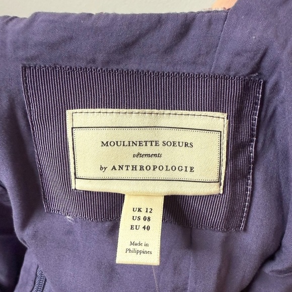 NWT ANTHRO Moulinette Soeurs Boho Purple Velvet Burnout Belted Wide Leg Jumpsuit - Picture 7 of 11